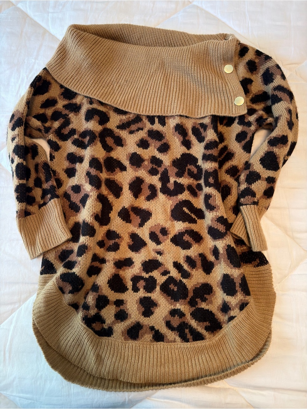 89th & Madison Leopard Print Off-Shoulder Sweater